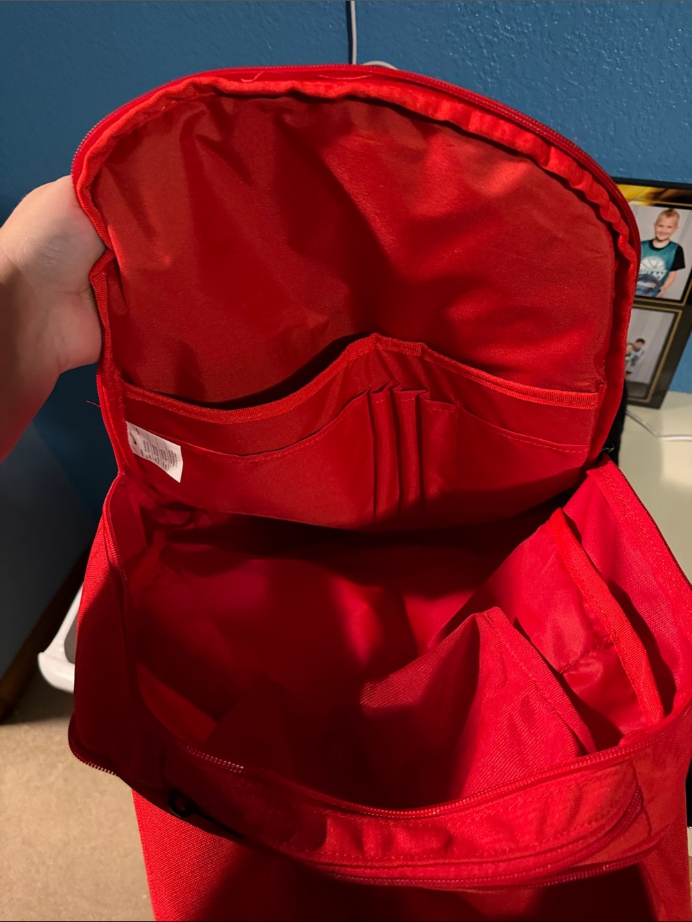 BRAND NEW!!! Red and Black Men's Backpack with White Swoosh - Picture 5 of 5